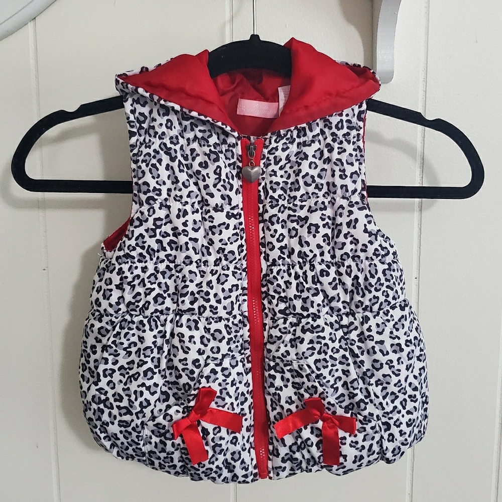 NWOT 3T Leopard/Red puffer vest